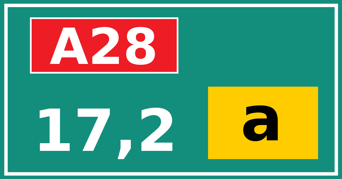 Hectometerbord A28 17,2 letter a