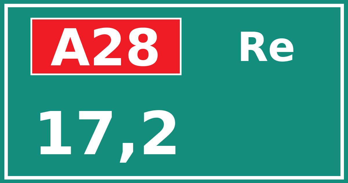 Hectometerbord A28 17,2 zijde Re