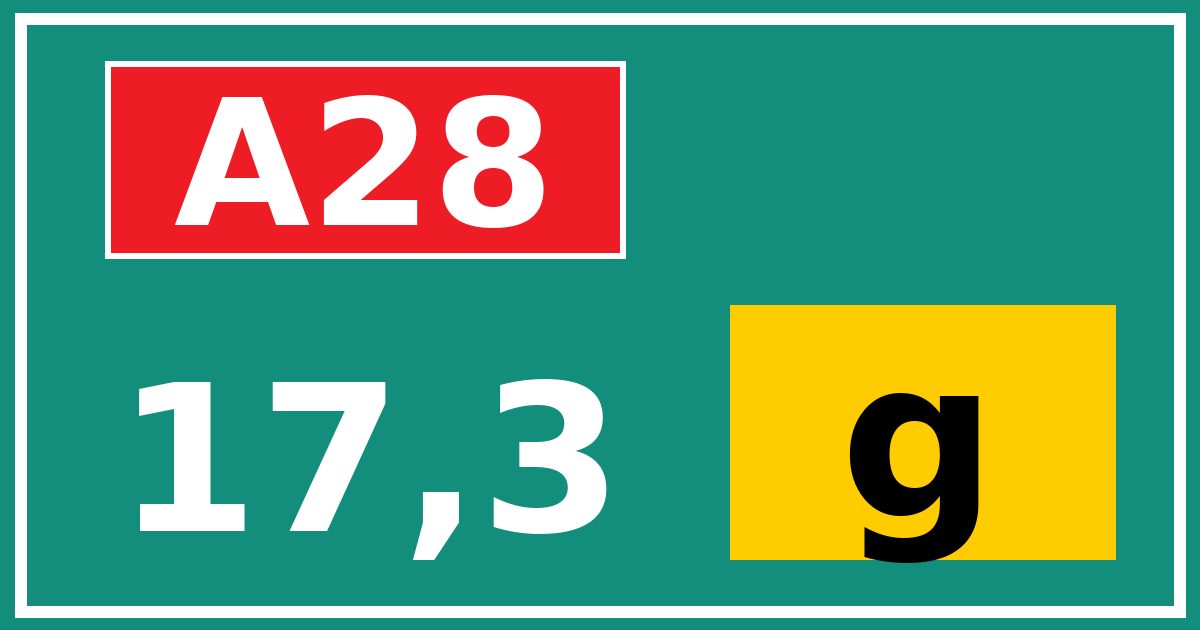 Hectometerbord A28 17,3 letter g