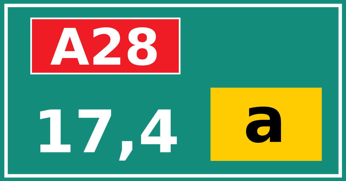 Hectometerbord A28 17,4 letter a