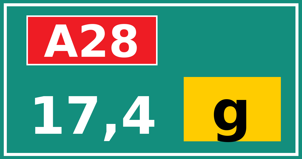 Hectometerbord A28 17,4 letter g