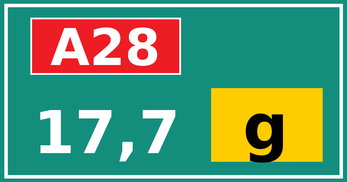 Hectometerbord A28 17,7 letter g