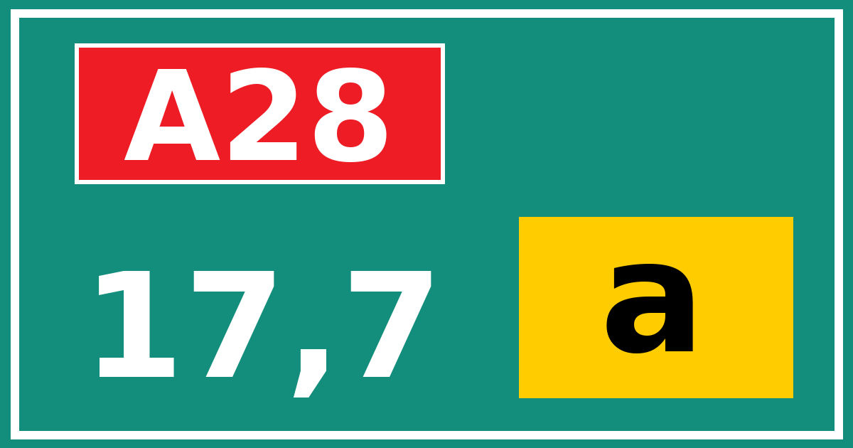 Hectometerbord A28 17,7 letter a