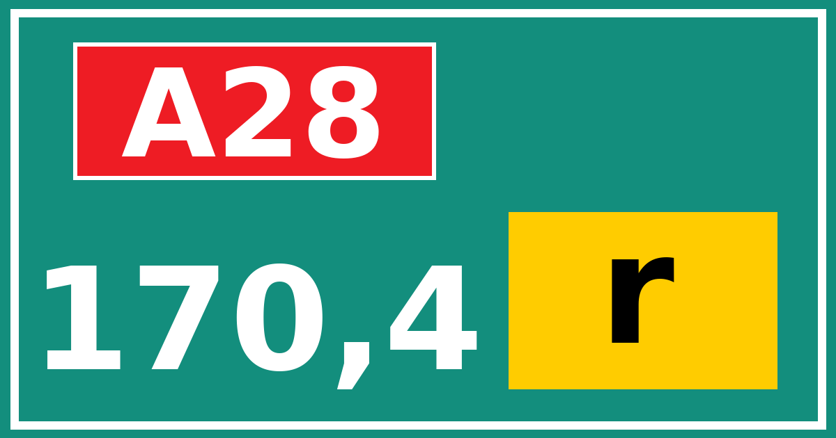 Hectometerbord A28 170,4 letter r