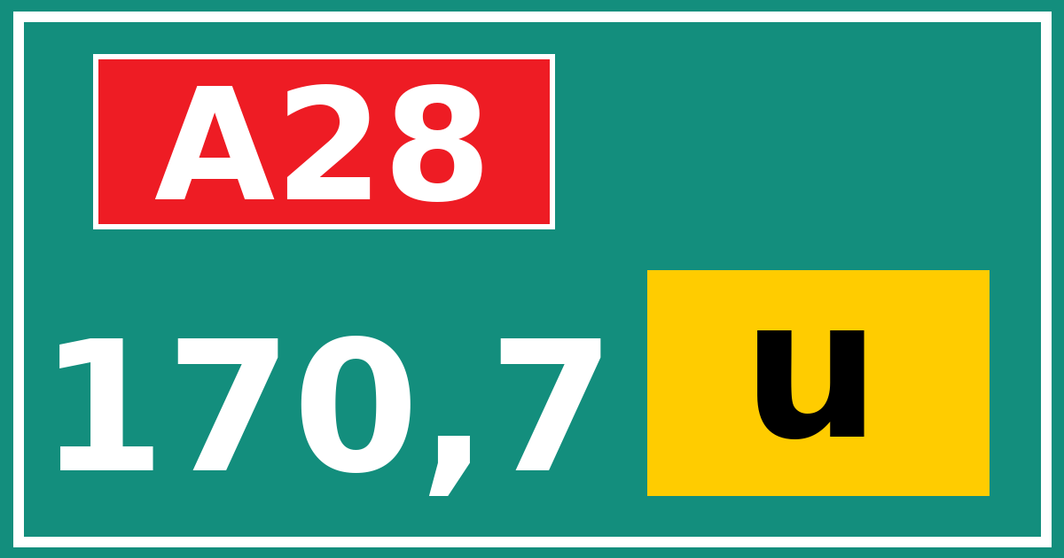Hectometerbord A28 170,7 letter u