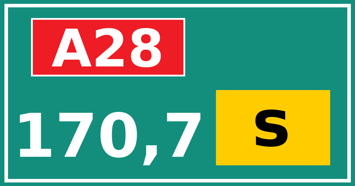 Hectometerbord A28 170,7 letter s