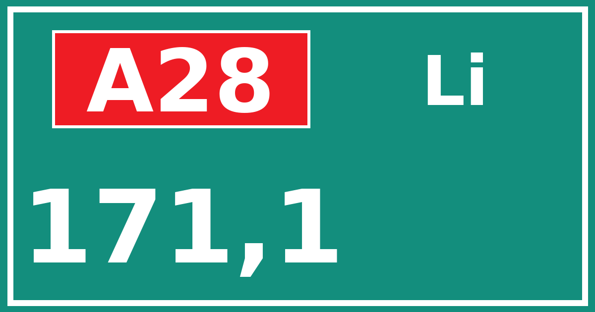 Hectometerbord A28 171,1 zijde Li