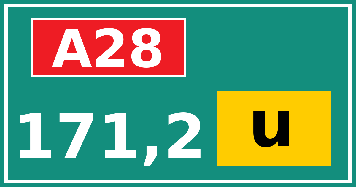 Hectometerbord A28 171,2 letter u