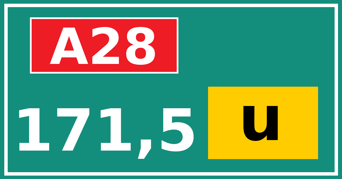 Hectometerbord A28 171,5 letter u