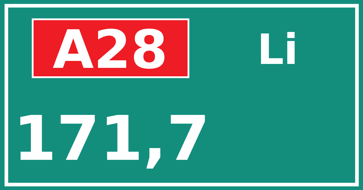 Hectometerbord A28 171,7 zijde Li