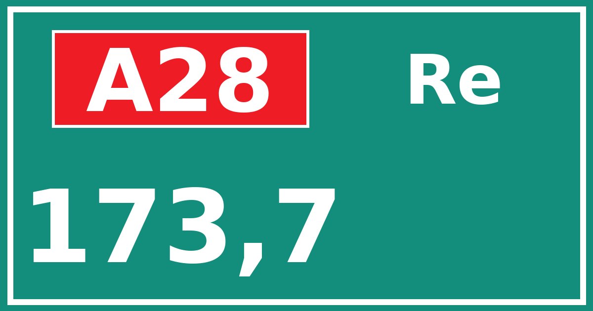 Hectometerbord A28 173,7 zijde Re