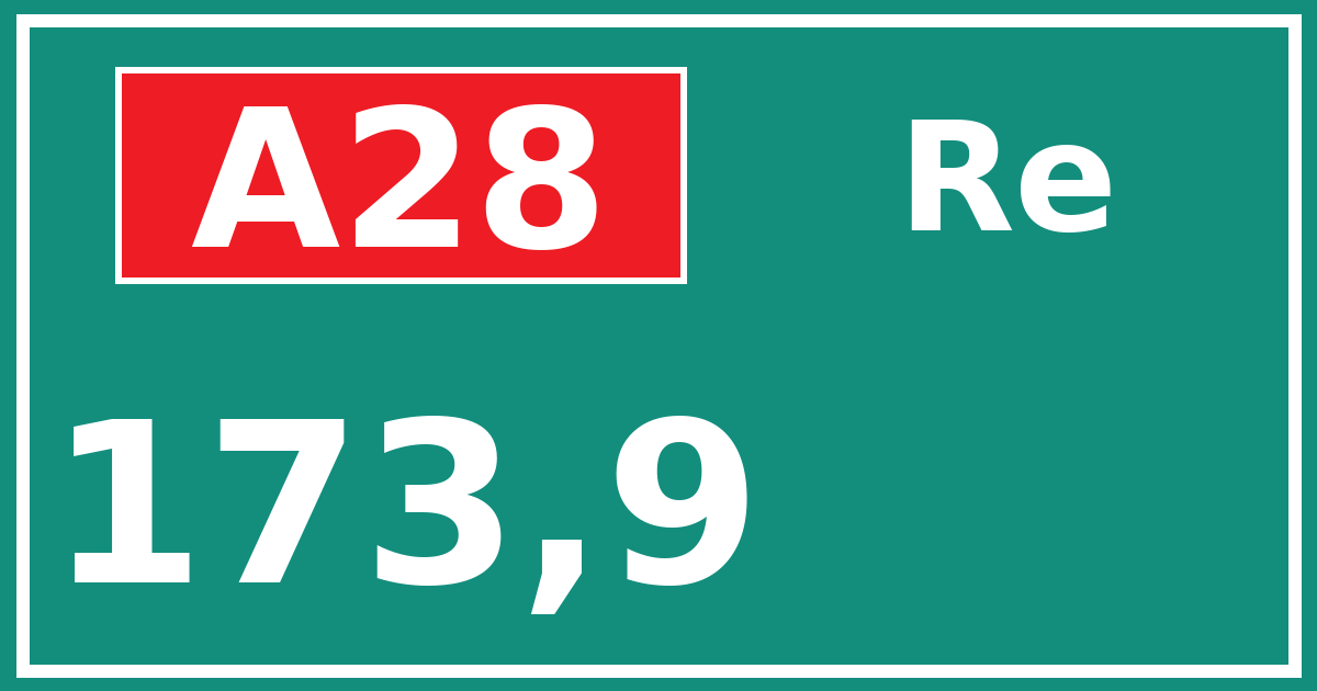 Hectometerbord A28 173,9 zijde Re