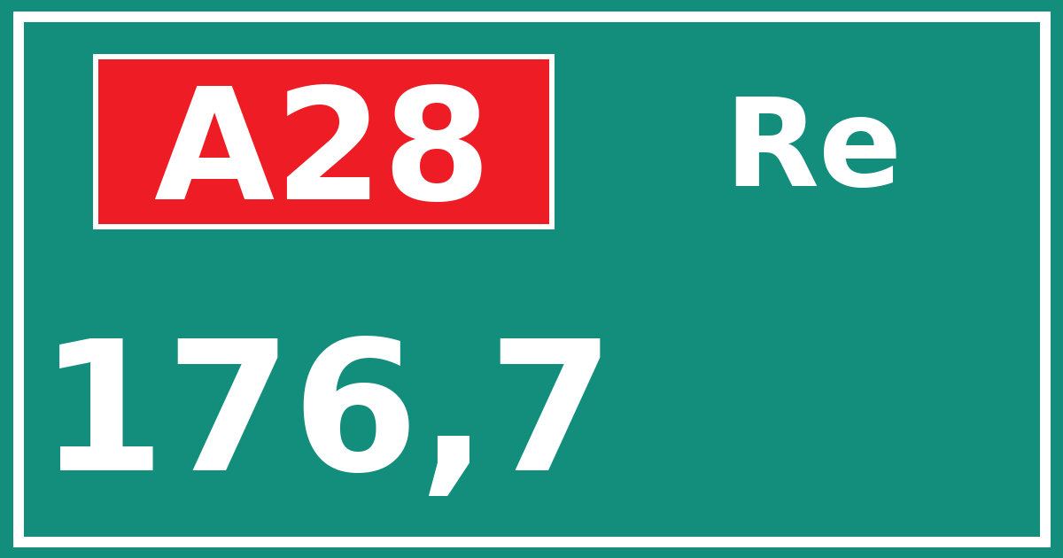 Hectometerbord A28 176,7 zijde Re