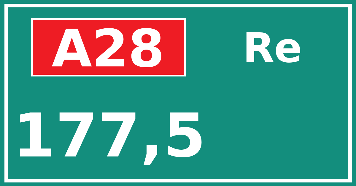 Hectometerbord A28 177,5 zijde Re
