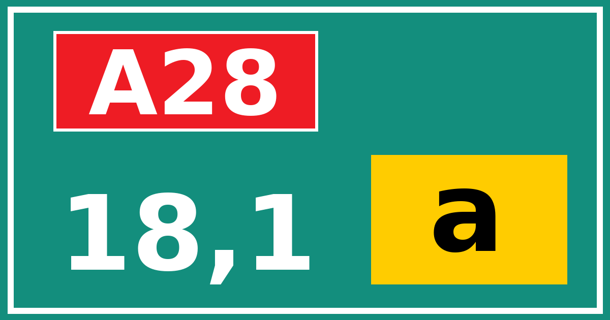 Hectometerbord A28 18,1 letter a