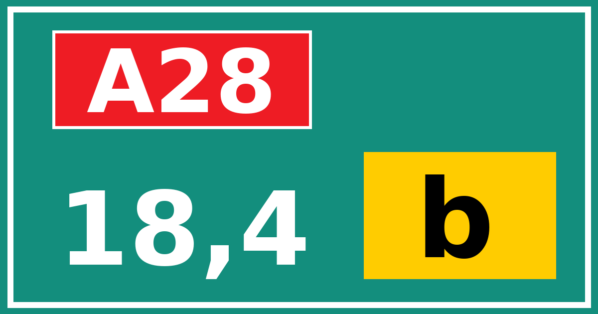 Hectometerbord A28 18,4 letter b