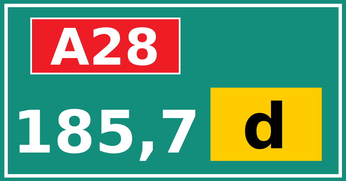Hectometerbord A28 185,7 letter d
