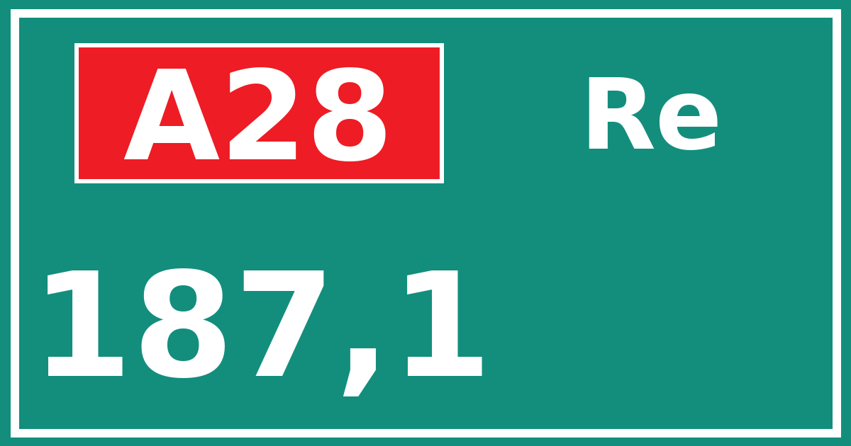 Hectometerbord A28 187,1 zijde Re