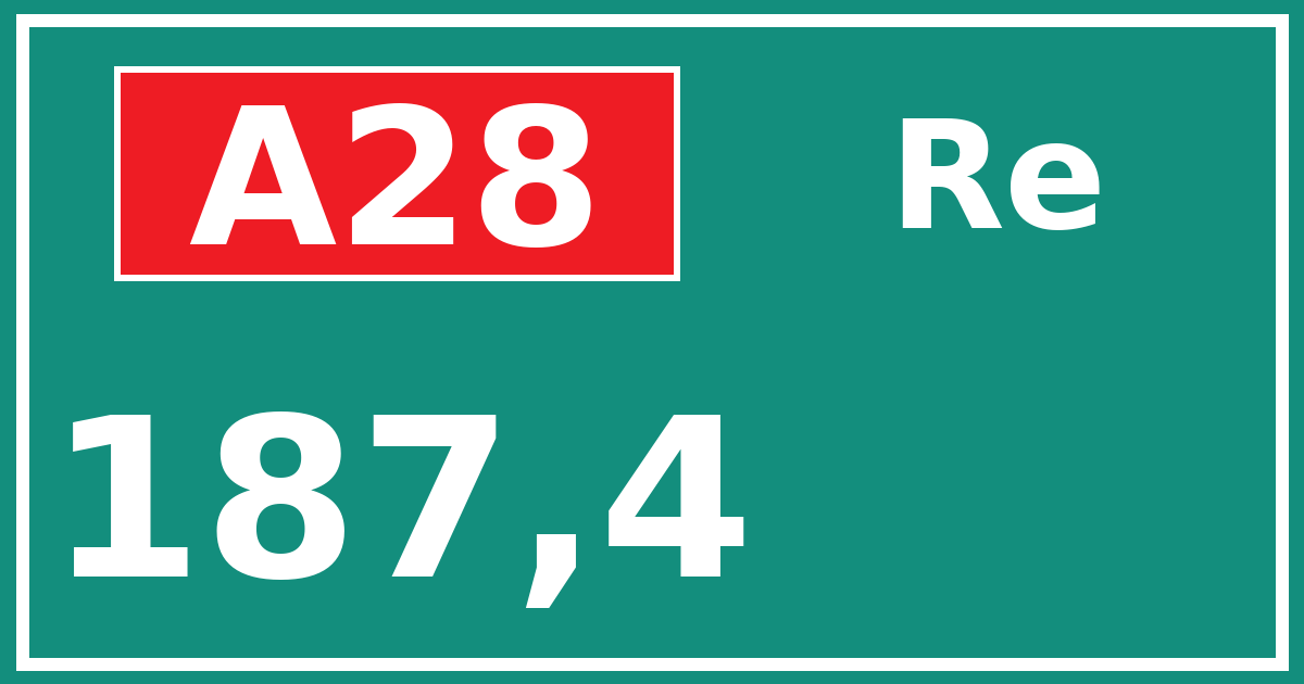 Hectometerbord A28 187,4 zijde Re