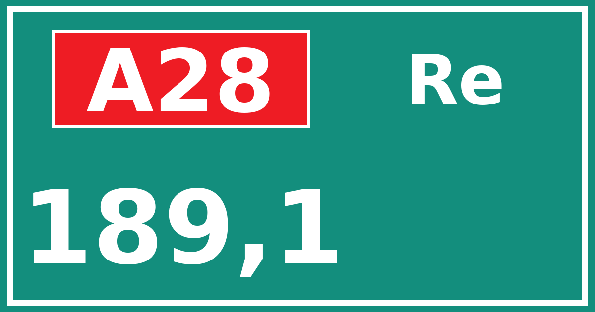 Hectometerbord A28 189,1 zijde Re