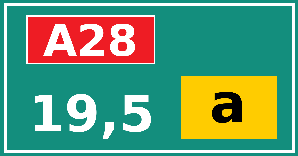Hectometerbord A28 19,5 letter a