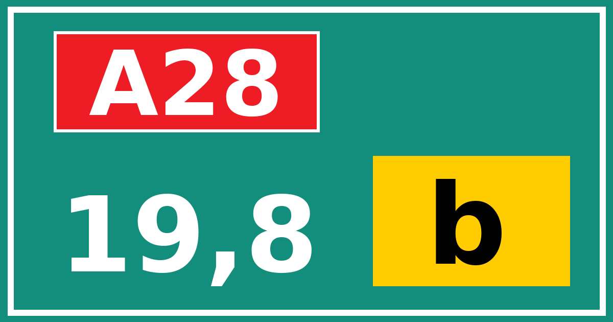 Hectometerbord A28 19,8 letter b