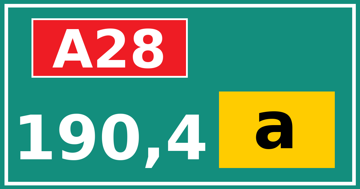 Hectometerbord A28 190,4 letter a