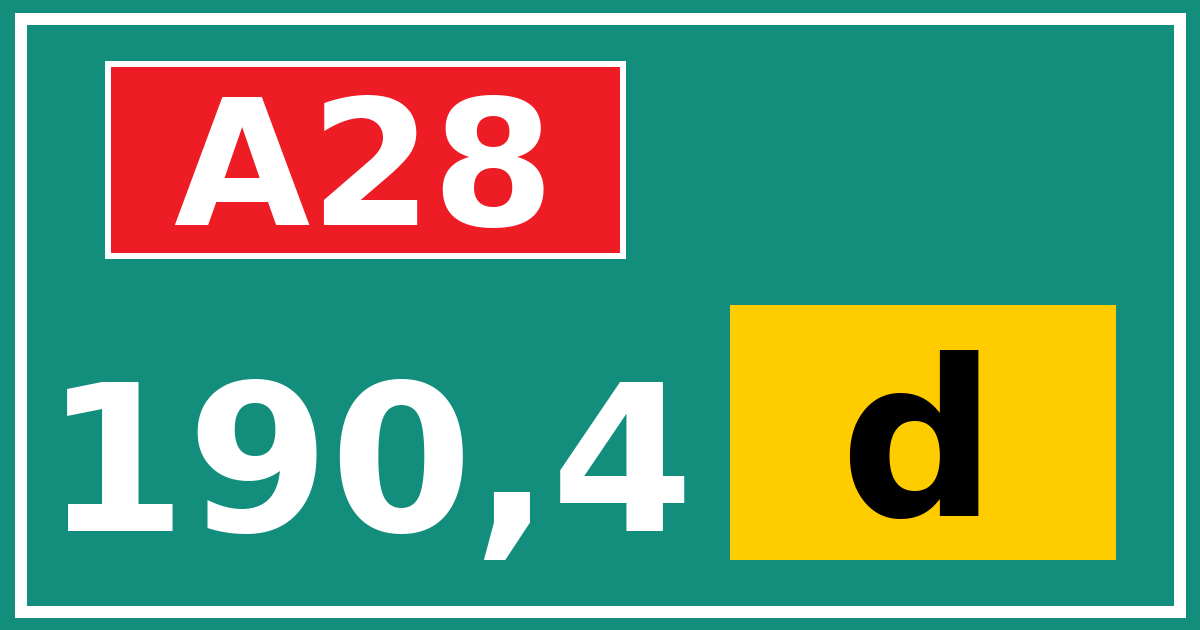 Hectometerbord A28 190,4 letter d