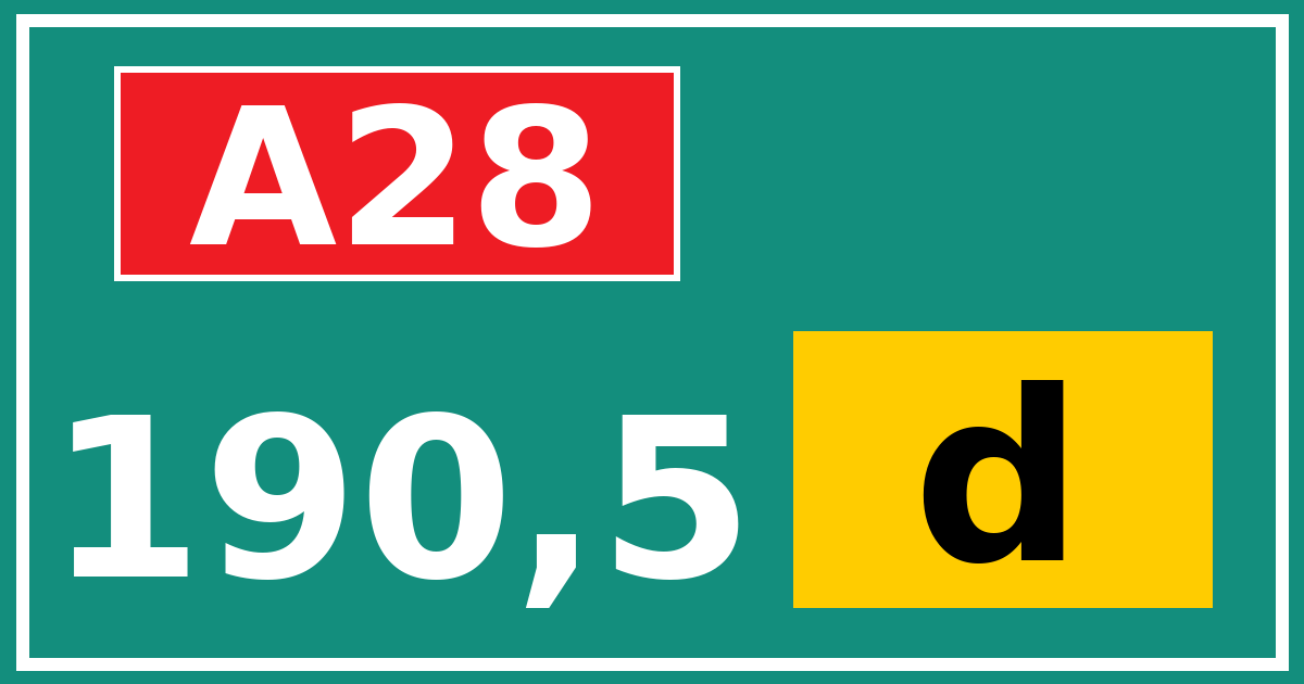Hectometerbord A28 190,5 letter d