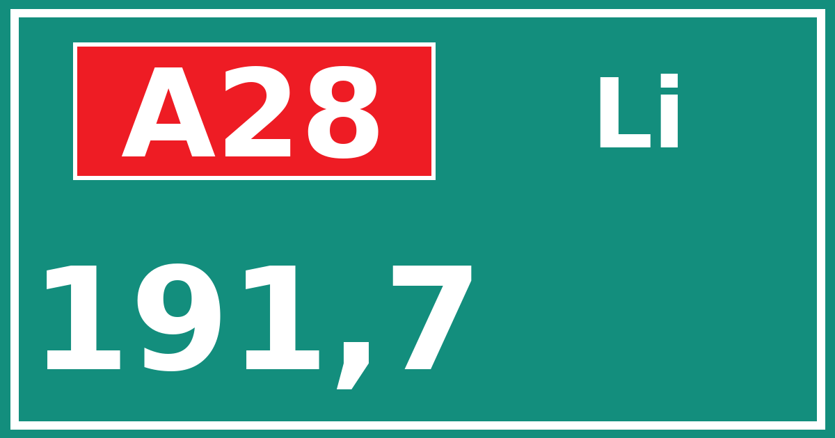 Hectometerbord A28 191,7 zijde Li