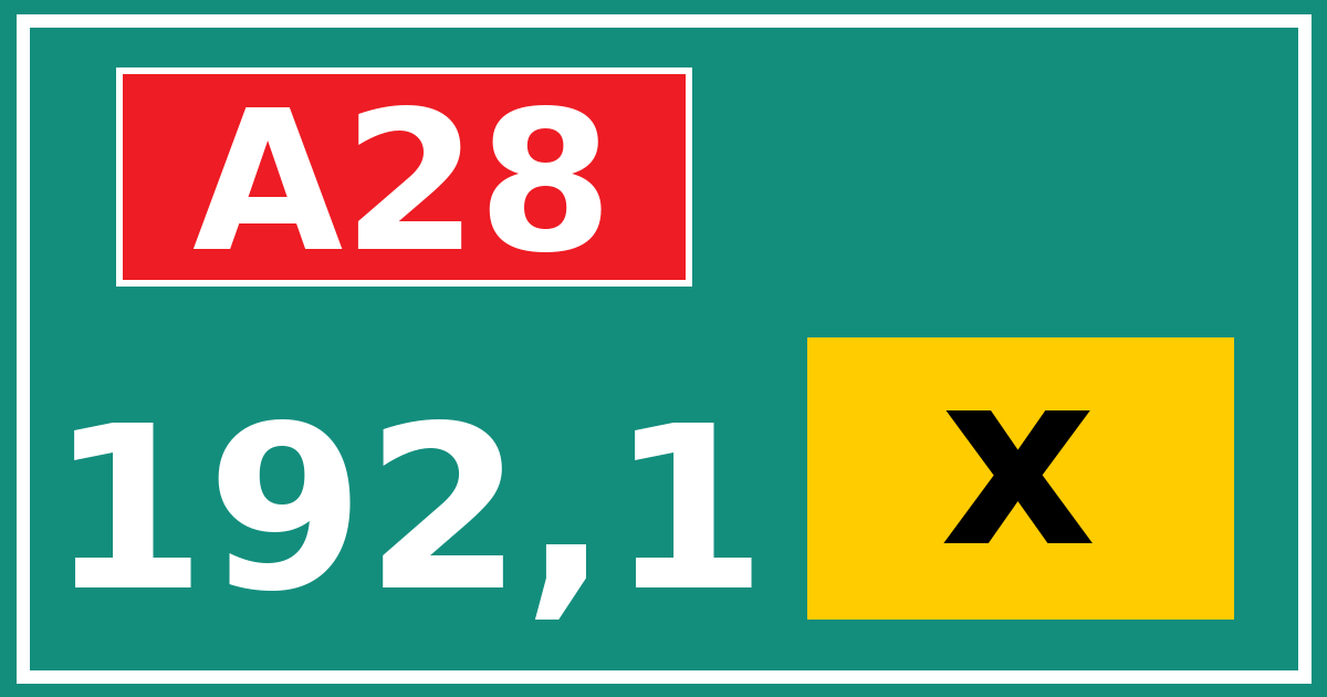 Hectometerbord A28 192,1 letter x