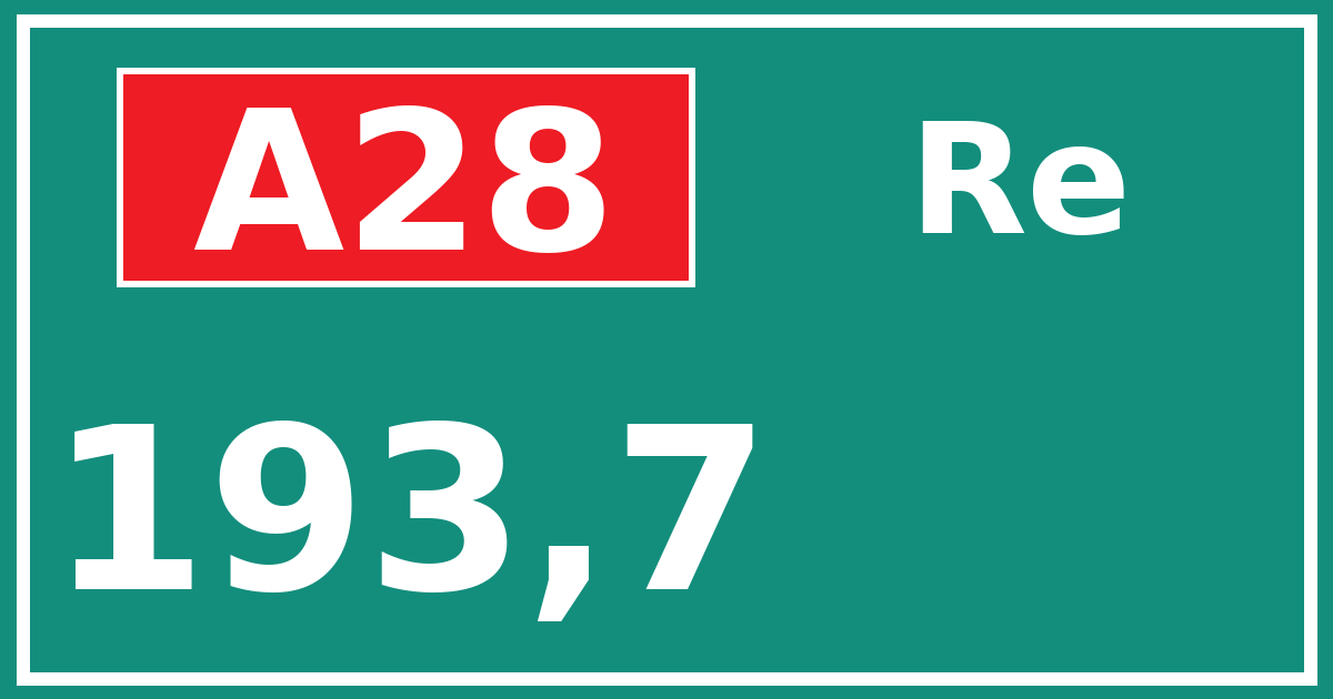 Hectometerbord A28 193,7 zijde Re
