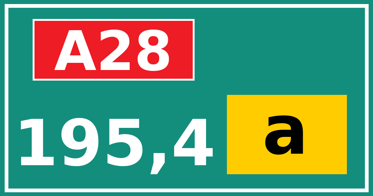 Hectometerbord A28 195,4 letter a