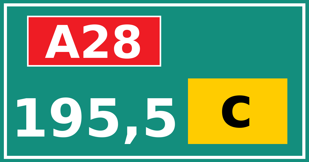 Hectometerbord A28 195,5 letter c