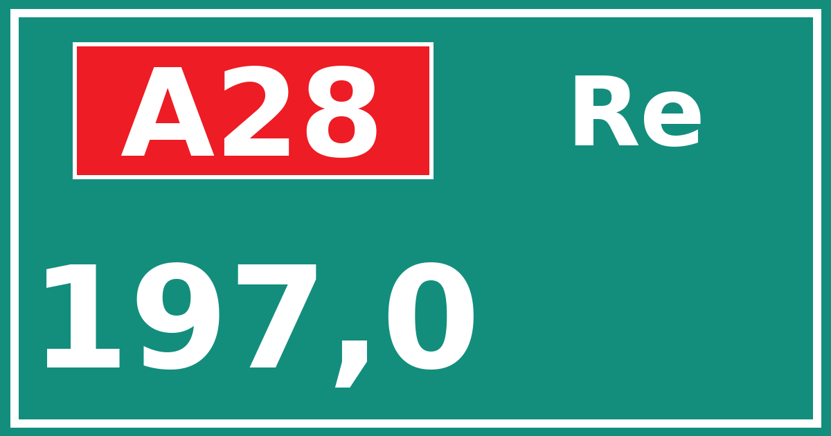 Hectometerbord A28 197,0 zijde Re
