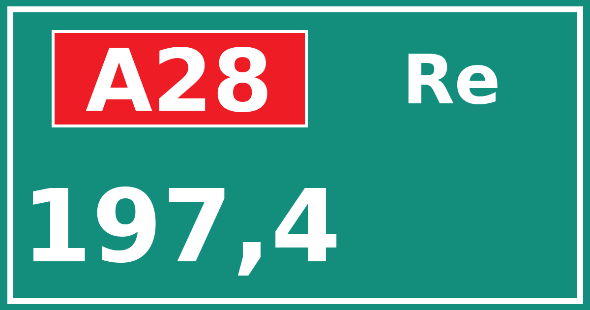 Hectometerbord A28 197,4 zijde Re