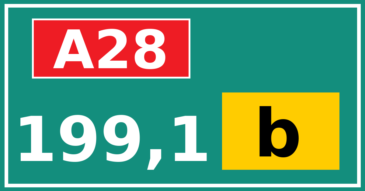 Hectometerbord A28 199,1 letter b
