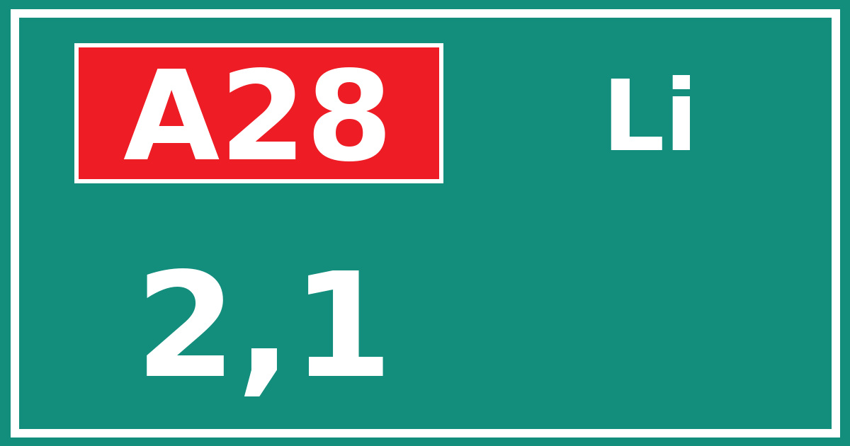Hectometerbord A28 2,1 zijde Li