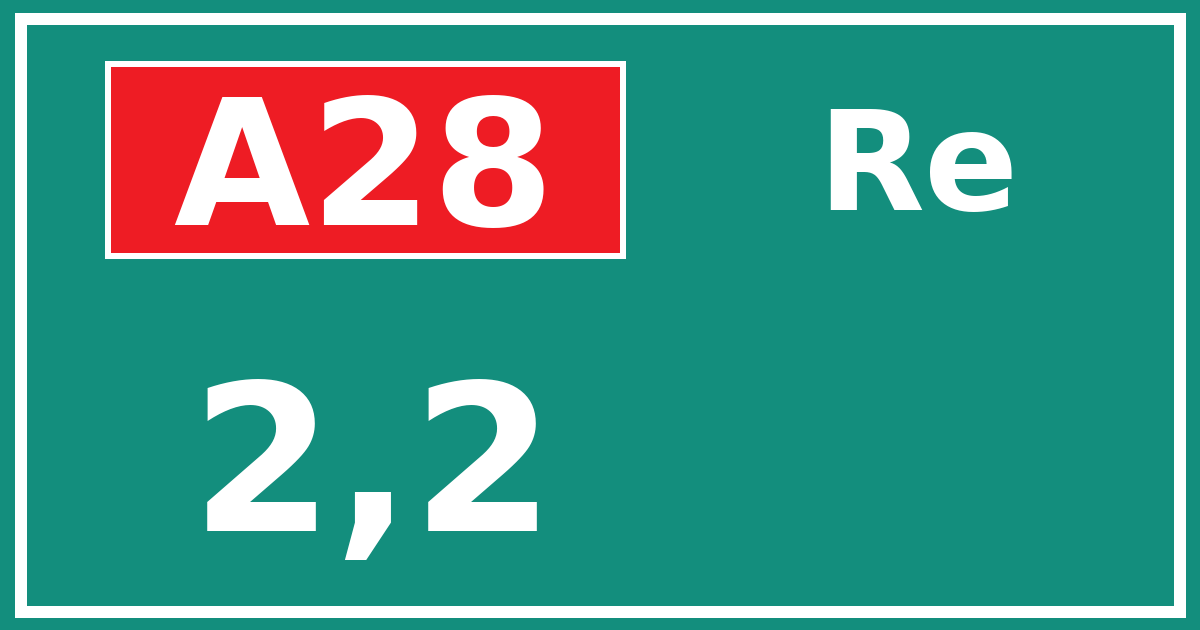Hectometerbord A28 2,2 zijde Re