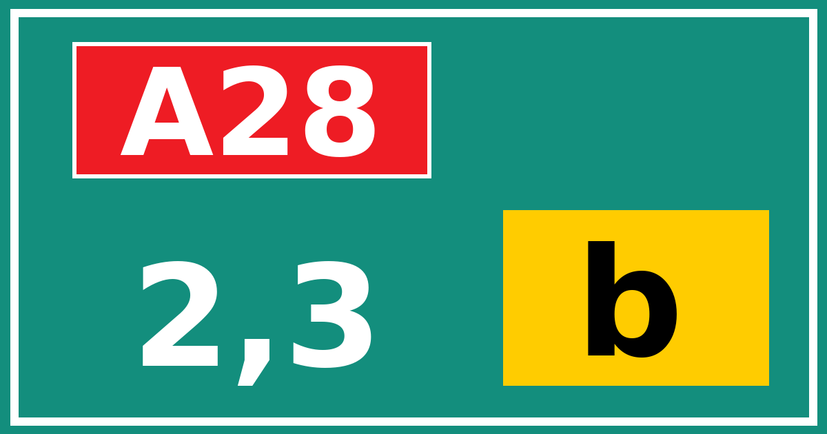 Hectometerbord A28 2,3 letter b