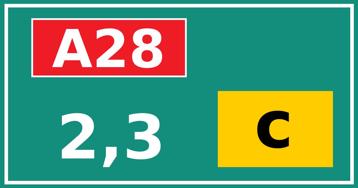 Hectometerbord A28 2,3 letter c