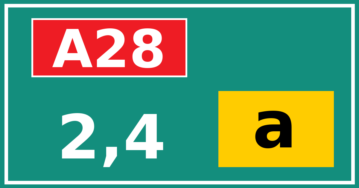 Hectometerbord A28 2,4 letter a