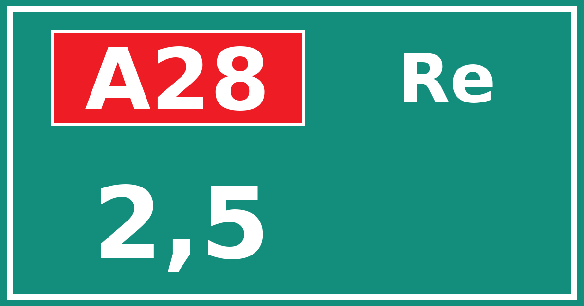 Hectometerbord A28 2,5 zijde Re