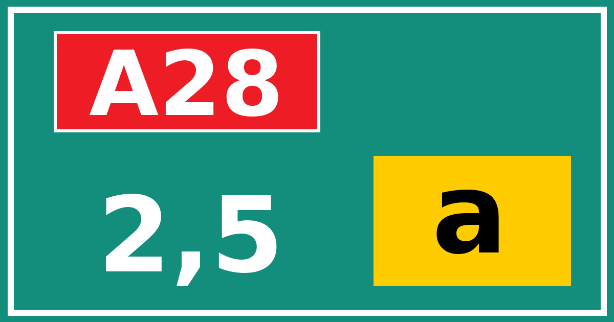 Hectometerbord A28 2,5 letter a