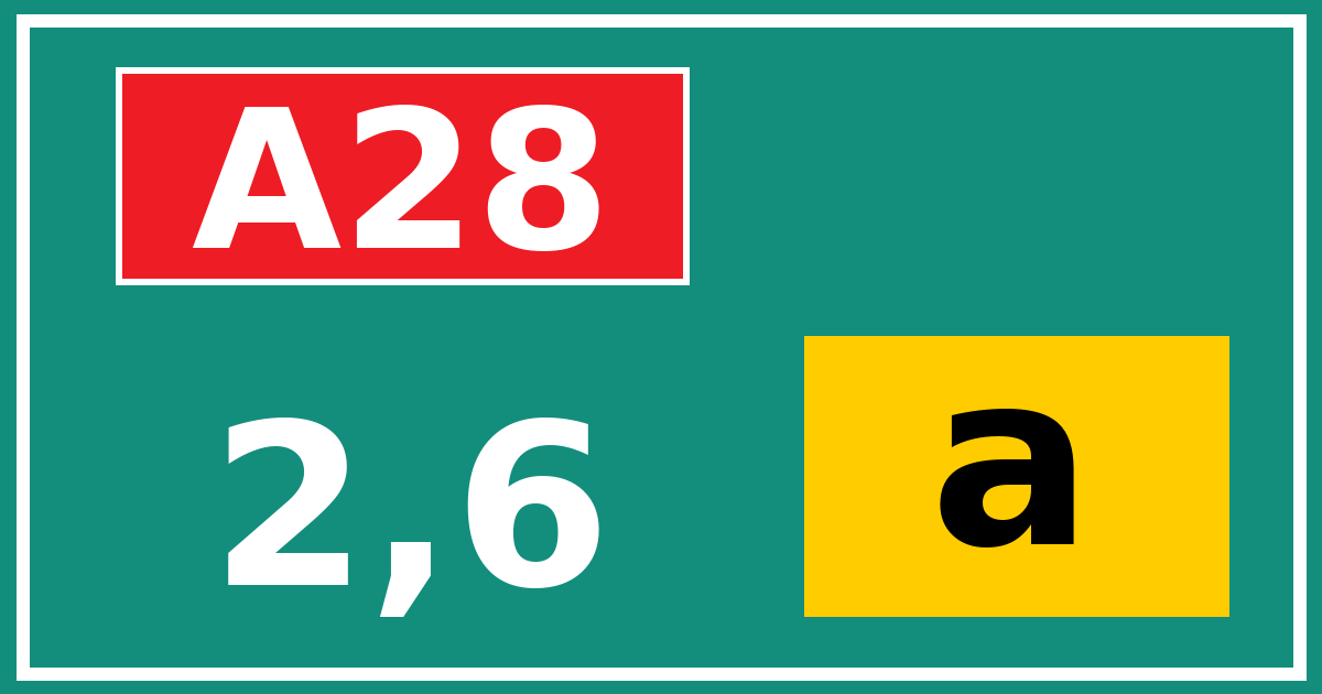 Hectometerbord A28 2,6 letter a