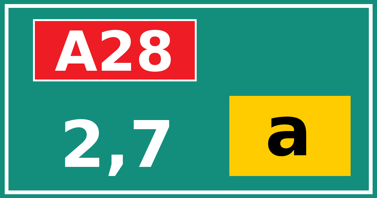 Hectometerbord A28 2,7 letter a