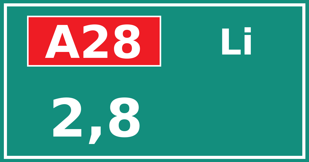 Hectometerbord A28 2,8 zijde Li