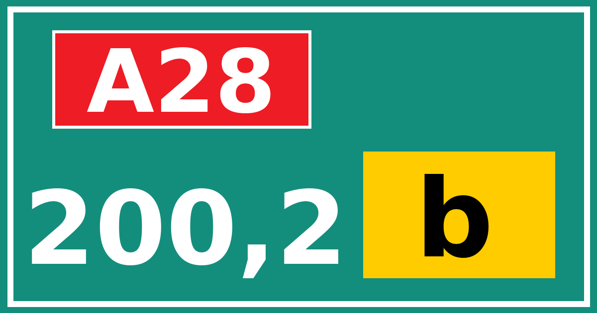 Hectometerbord A28 200,2 letter b