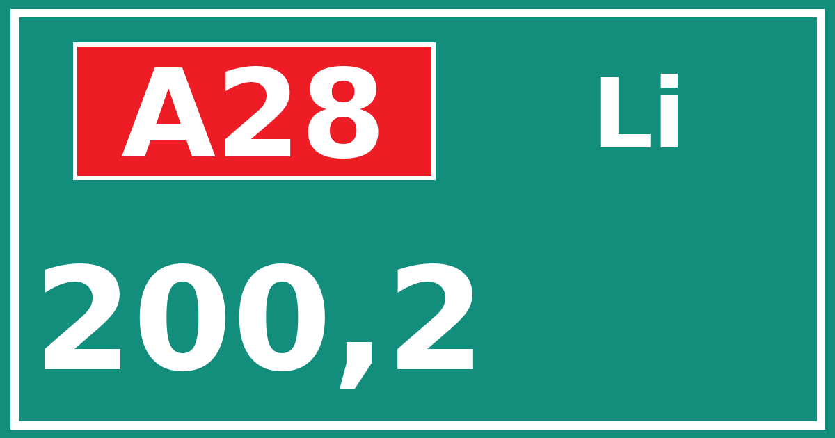 Hectometerbord A28 200,2 zijde Li