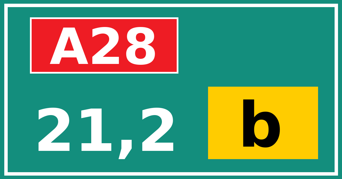 Hectometerbord A28 21,2 letter b